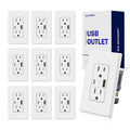 USB Charger Wall Outlet with Type A & C Ports - Fast In-Wall Charging