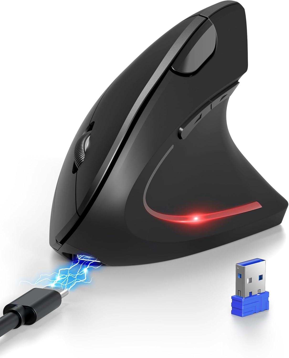 TECKNET Bluetooth Vertical Mouse, 3 Devices Simultaneously, 4800 DPI
