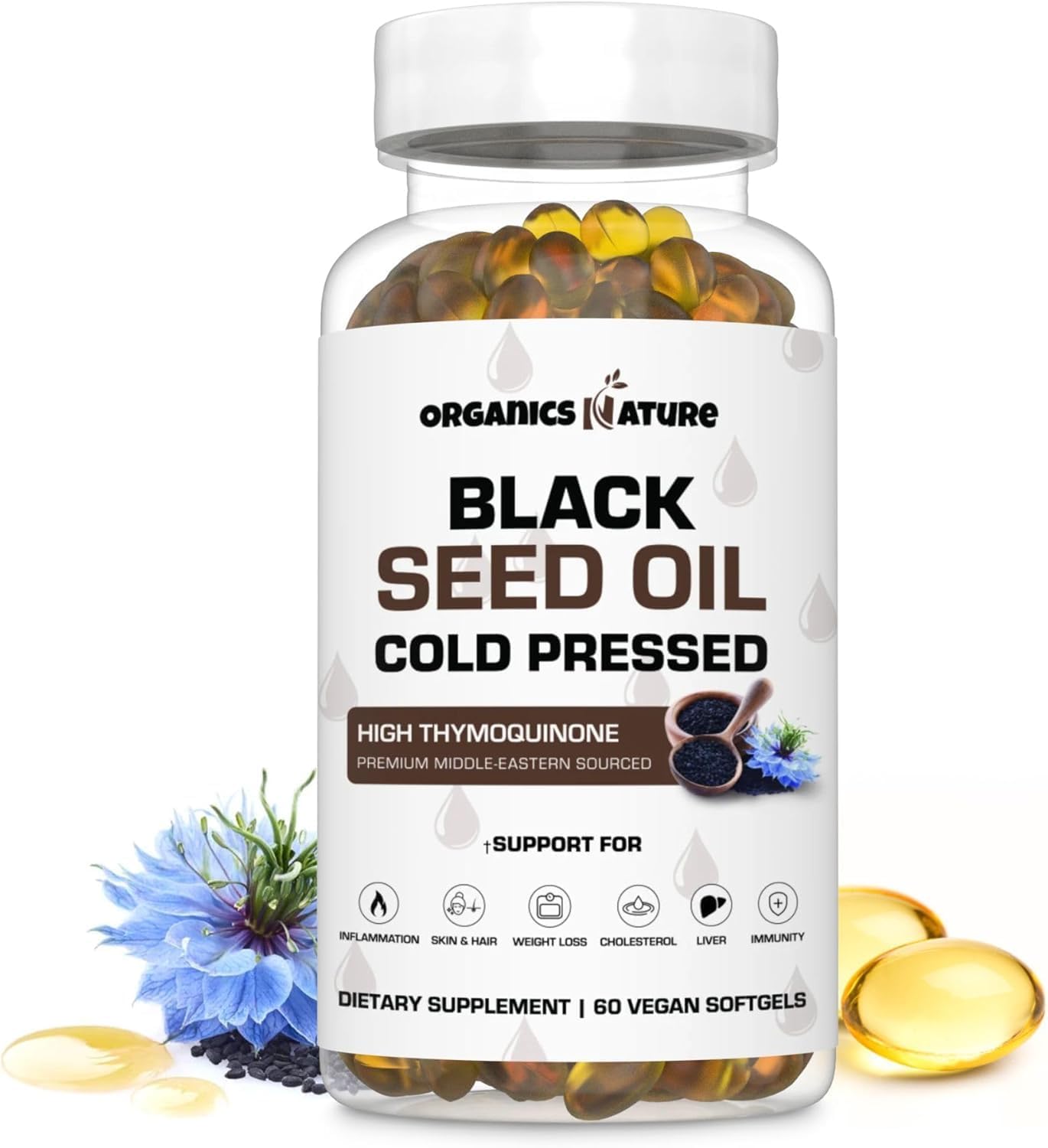 Black Seed Oil Capsules for Hair, Skin, & Heart Support
