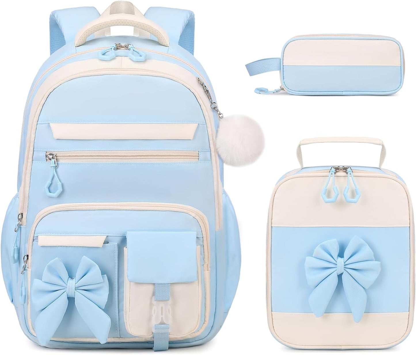 Backpack for Girls with Lunch Bag and Pencil Case Set