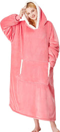 Wearable Blanket Hoodie Oversized Sherpa Flannel - Cozy Moveable Throw