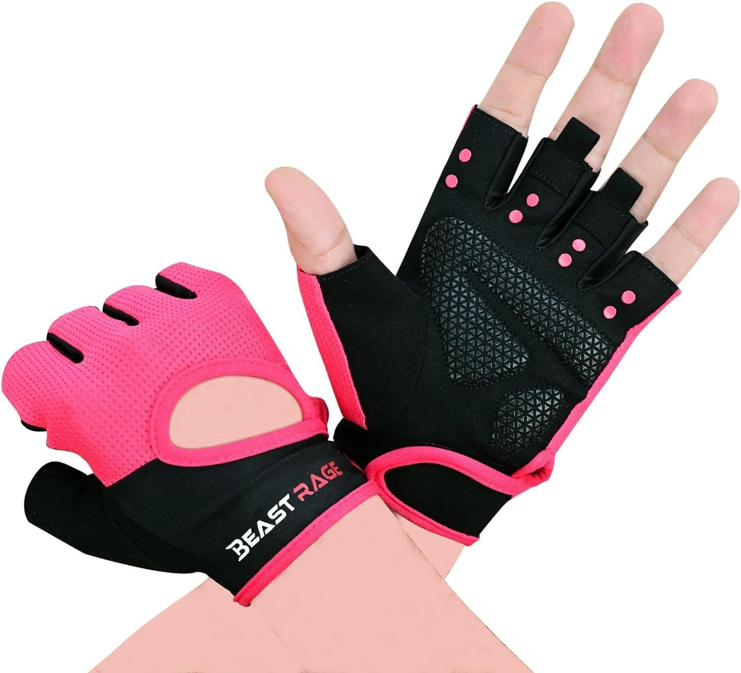 BEAST RAGE Fingerless Gym Gloves - Palm Protection