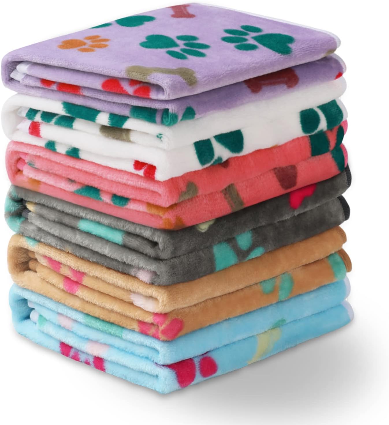 Soft Fluffy Fleece Pet Blanket for Dogs and Cats - 6 Pack
