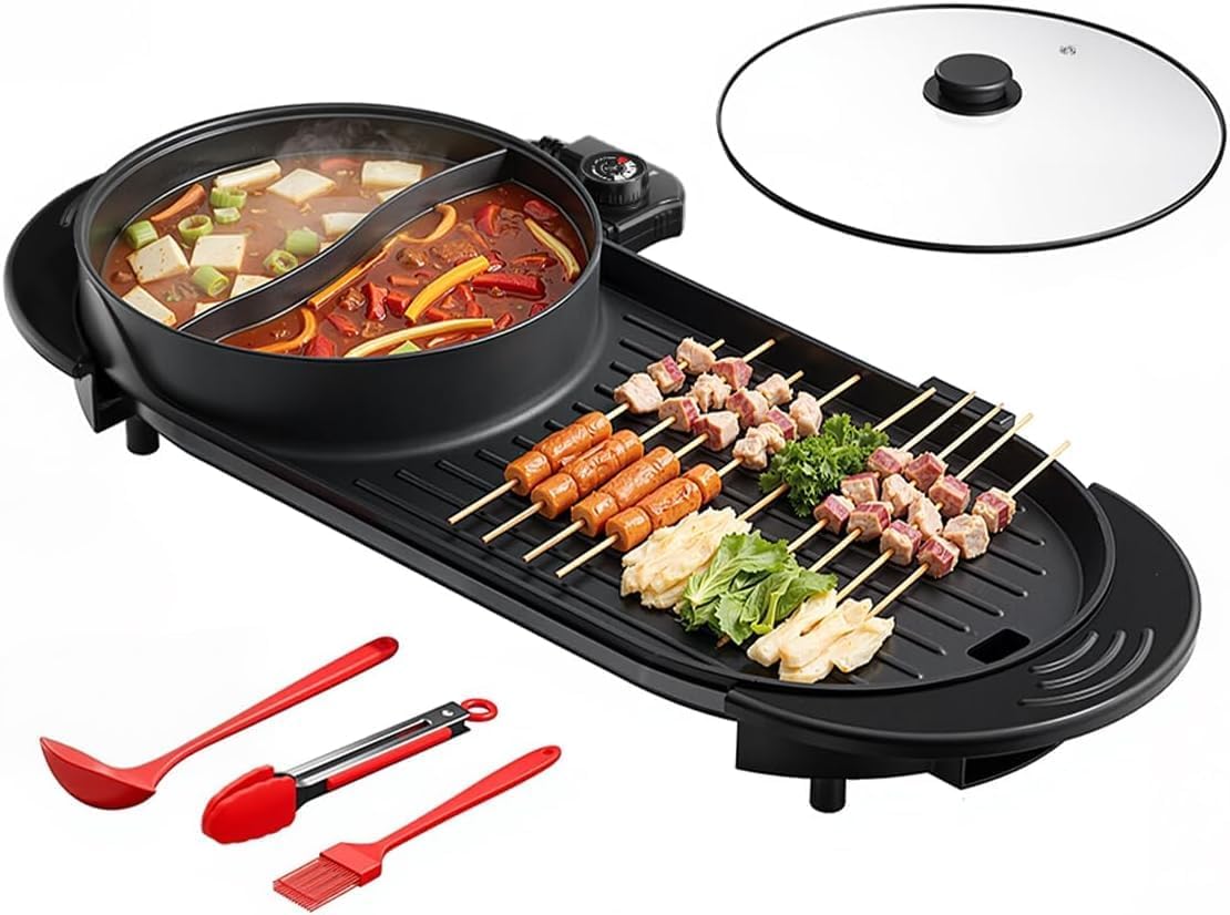 AORAN 2200W Electric Grill & Hot Pot Combo for Family Fun
