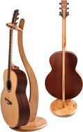 Guitar Stand Floor Wooden Bamboo Single Guitar Holder - Stable Display