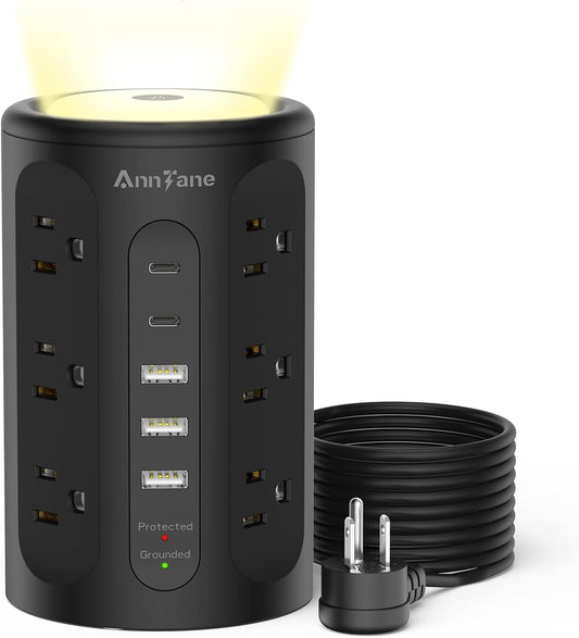 AnnTane Power Strip Tower: 12AC+3A+2C Outlets