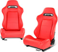 Reclinable Racing Seats Pair 21.5in W x 36in H - Supportive Red