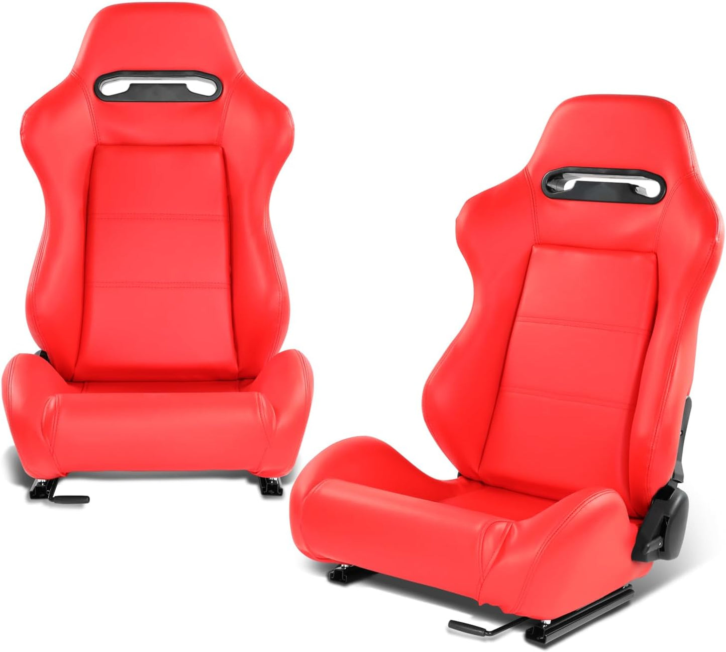 Universal Reclinable Racing Seats with Bottom Mount Sliders Red