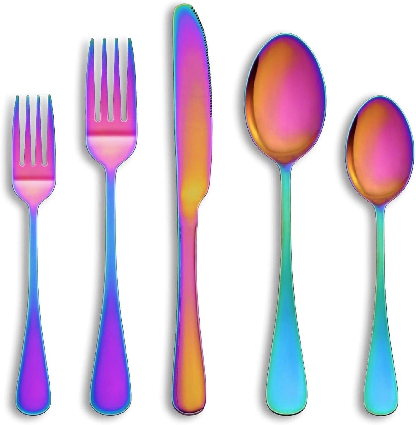 60 Pcs Rainbow Silverware Set for 12 - Elegant Tableware