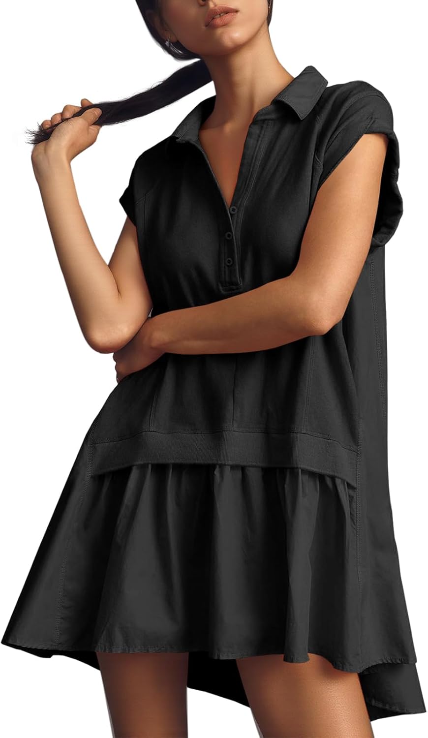 Fisoew Womens Summer Sweatshirt Dress with Unique Patchwork Design