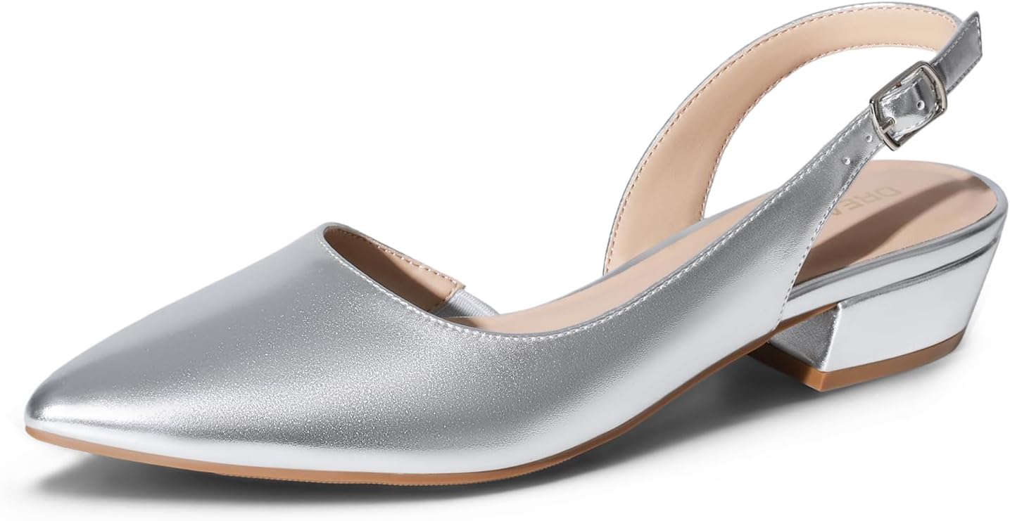 DREAM PAIRS Womens Slingback Kitten Low Block Heels for Elegance