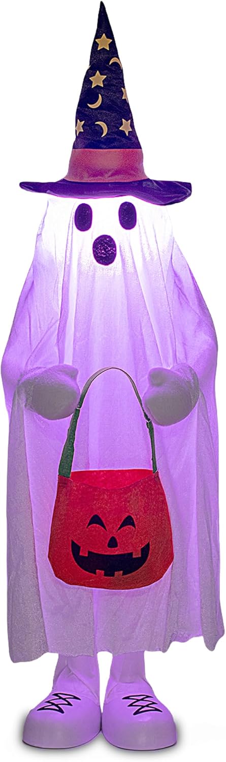 37in Cute Front Porch Light Up Halloween Ghost Decor for Kids