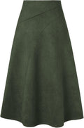 Kate Kasin 2025 Womens Suede Skirt High Waist A-Line Midi
