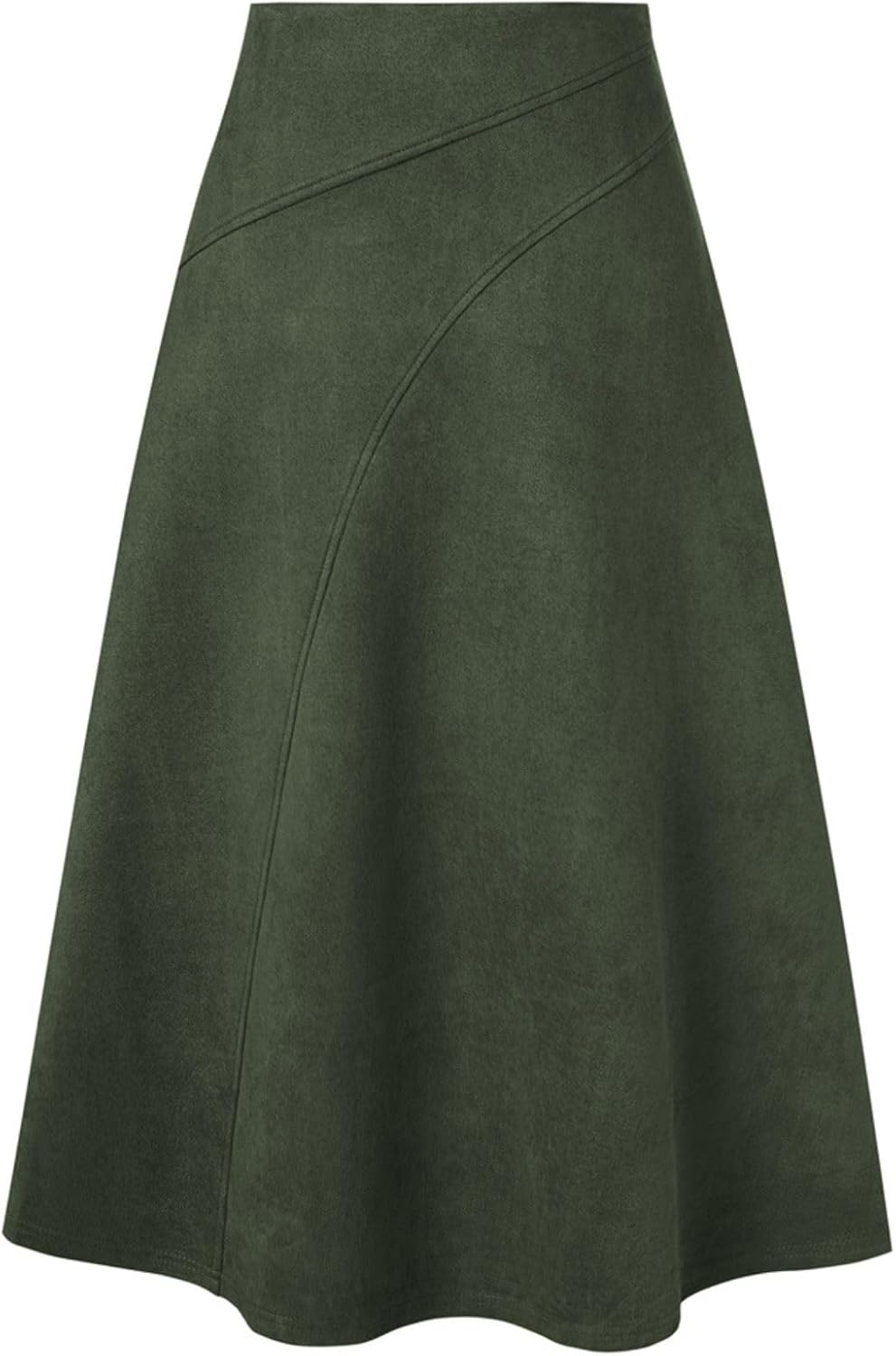 Kate Kasin Women's Suede Skirt: High Waist A-Line Midi Style