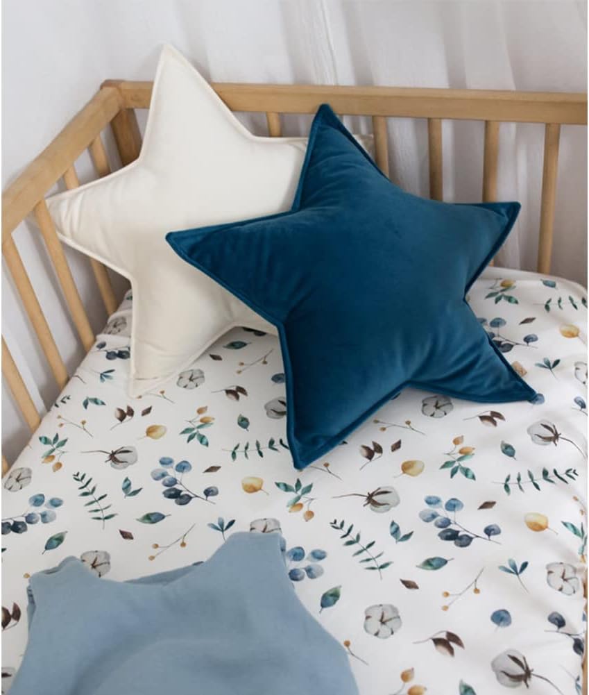 JIKAL Star Moon Shaped Pillow for Kids Room Soft Velvet Decor