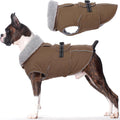 Warm Dog Coat Medium Brown - Reflective Waterproof Fleece Vest