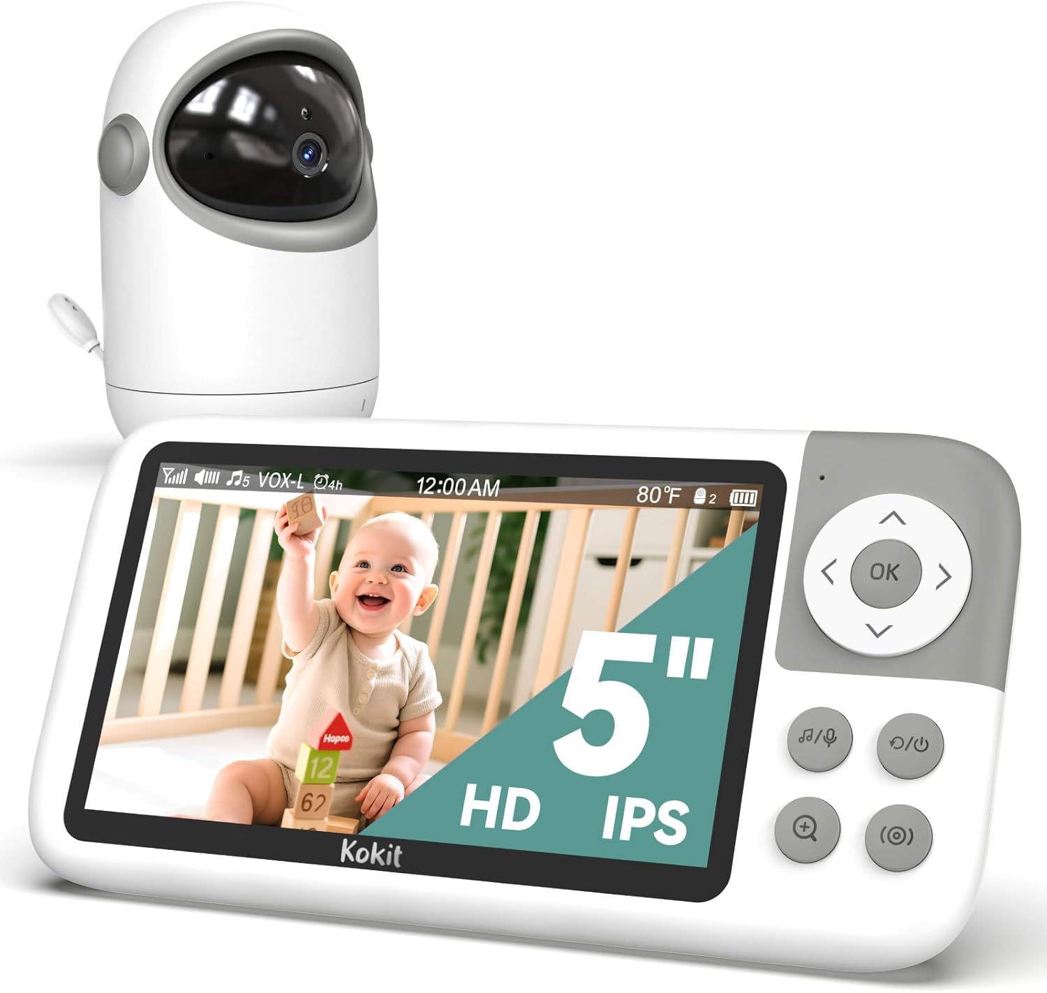5ft' Video Baby Monitor with Camera and Audio for Parents
