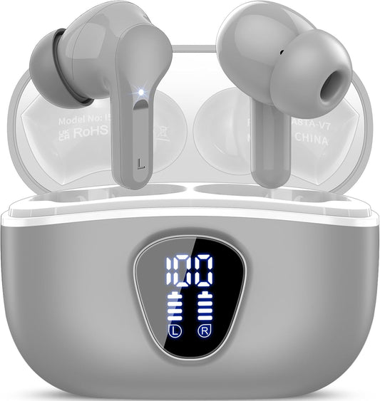 HiFi Stereo Bluetooth Earbuds, Noise Cancelling Mic, IP7 Waterproof, 48H Playtime