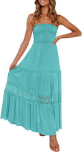 ZESICA Summer Bohemian Strapless Backless Maxi Dress - Flowy Elegance