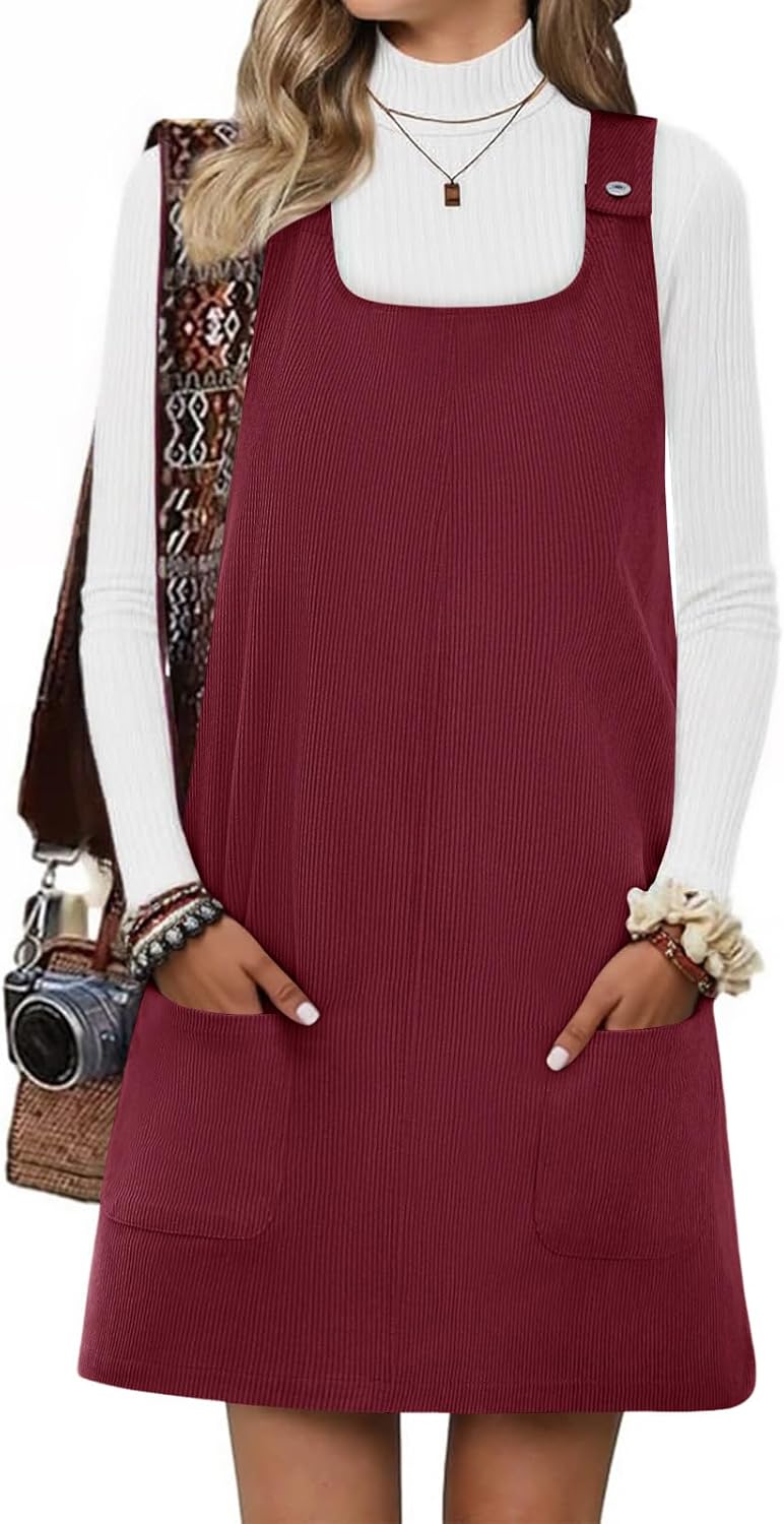 Yousify Womens Corduroy Overall Dress for Stylish Comfort