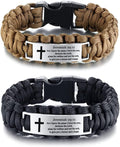 LF Mens Stainless Steel Bible Verse Paracord Survival Bracelet