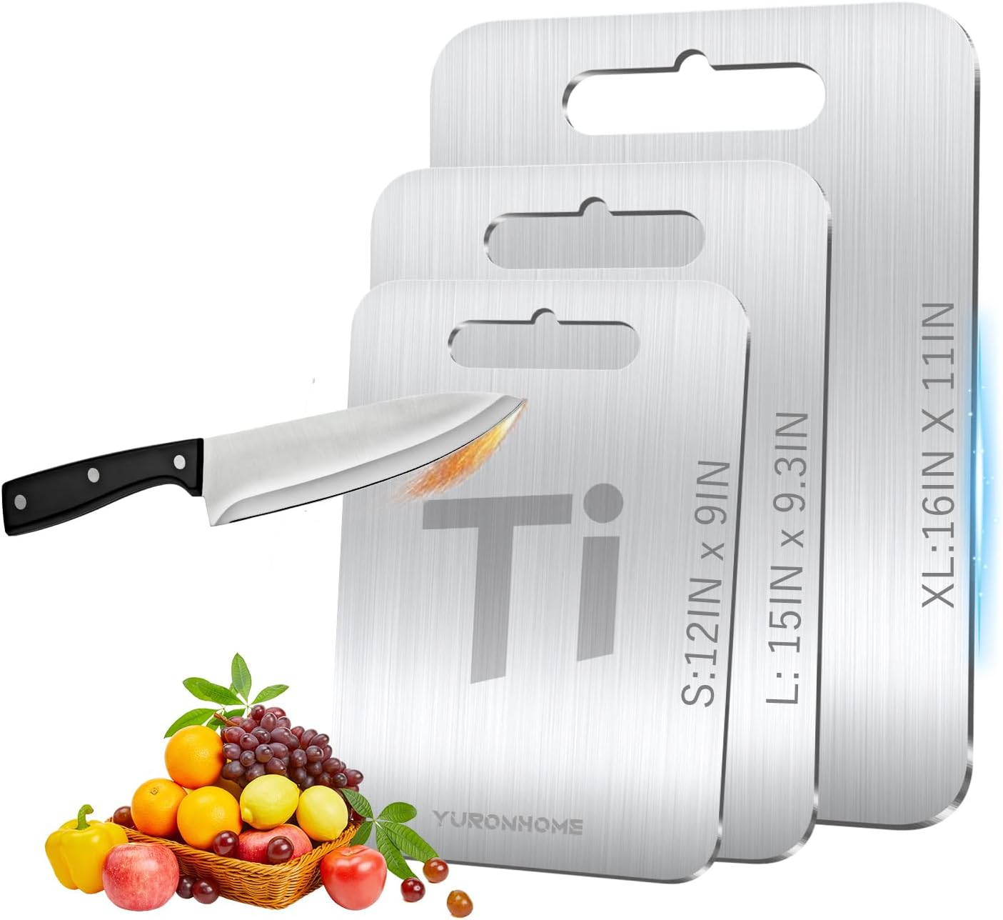 Titanium Cutting Boards Set of 3 for Kitchen Hygiene and Durability