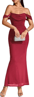Off The Shoulder Maxi Long Dress Corset Ruched Bodycon (Style H3R5)