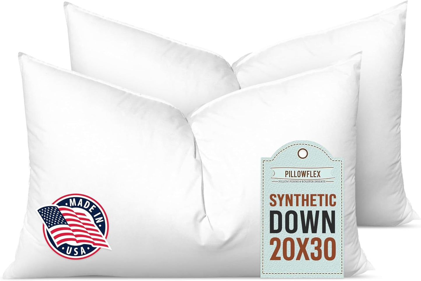 Pillowflex Synthetic Down Alternative Pillow Inserts for Shams