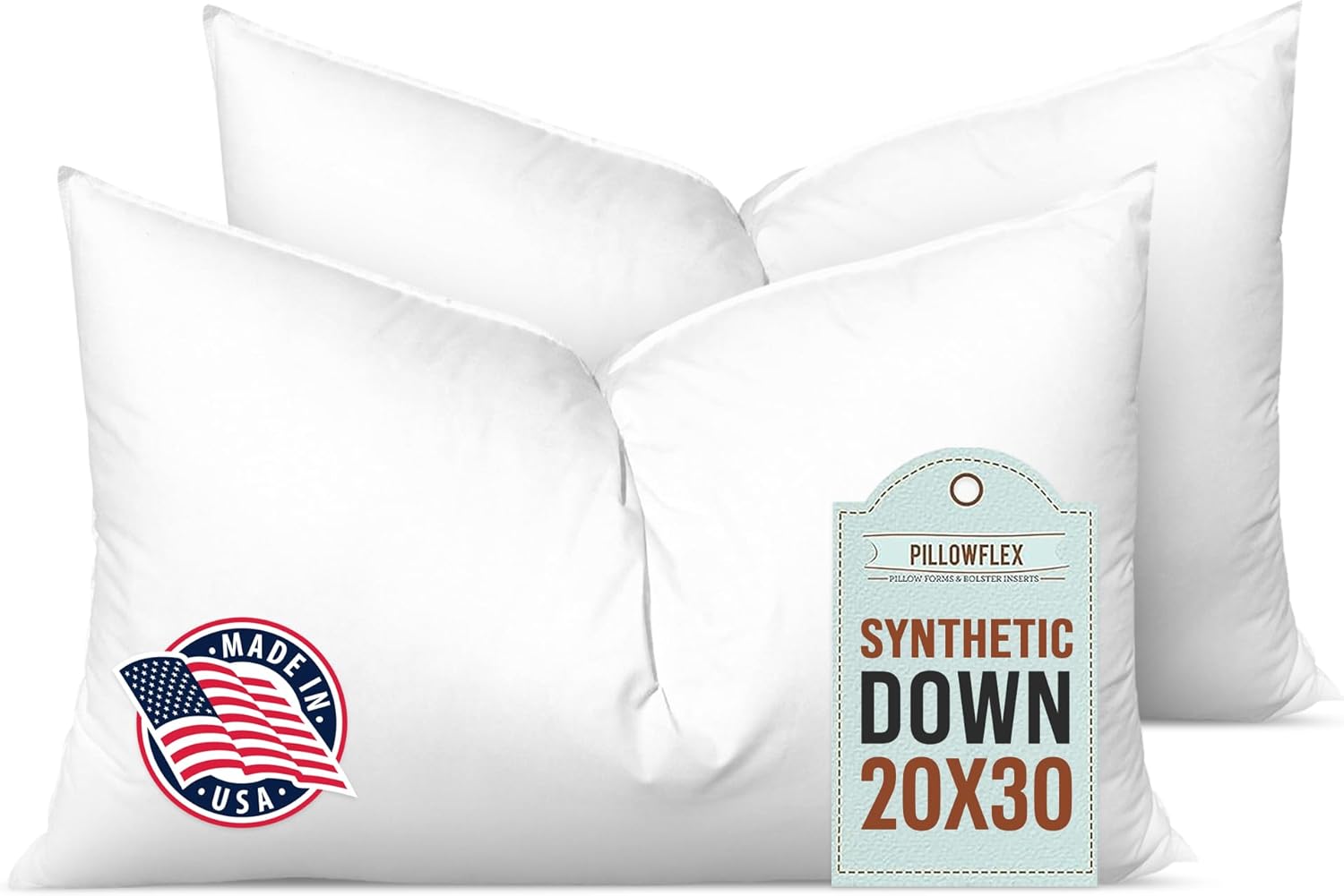 Pillowflex Synthetic Down Alternative Pillow Inserts for Shams