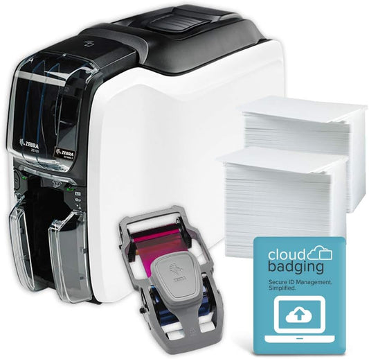 Zebra ZC100 LT ID Card Printer - All-Inclusive Supplies Package