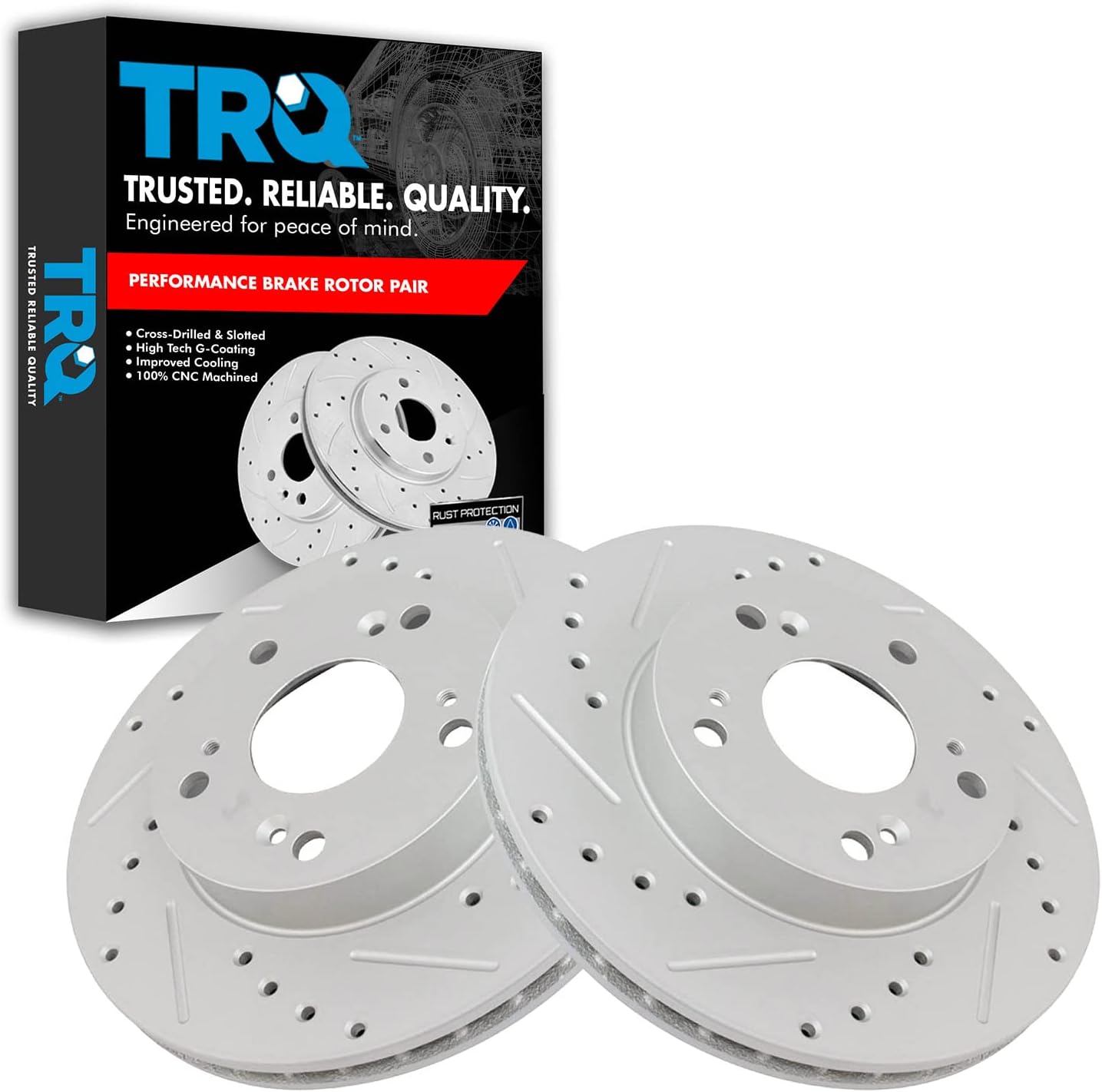 TRQ Front Performance Brake Rotors Set for Acura RSX & Honda Civic