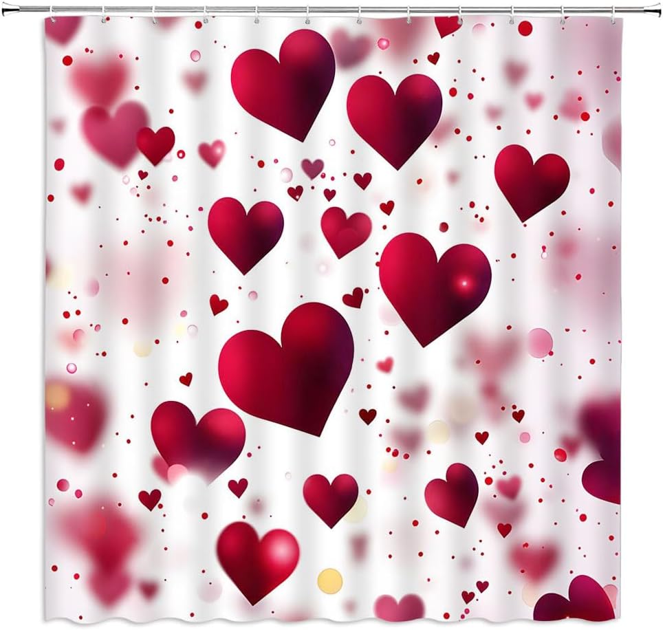 Sweetheart Love Red Heart Shower Curtain Set - FILMILIL