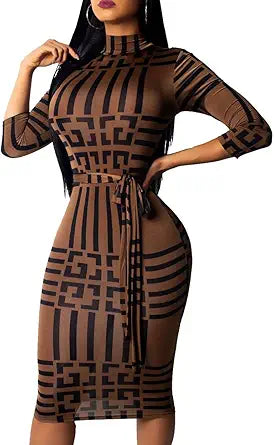 Women Sexy V Neck Dresses Elegant Bodycon Long Sleeve Style