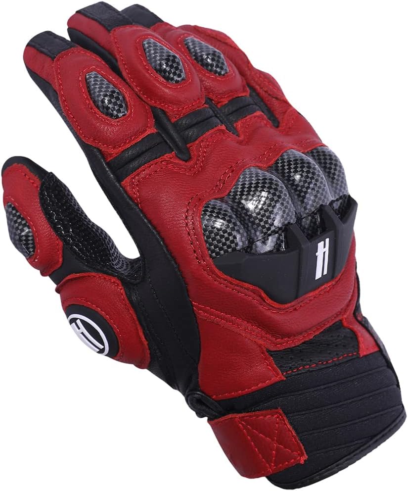 Breathable Leather Motorcycle Gloves with Touchscreen Feature