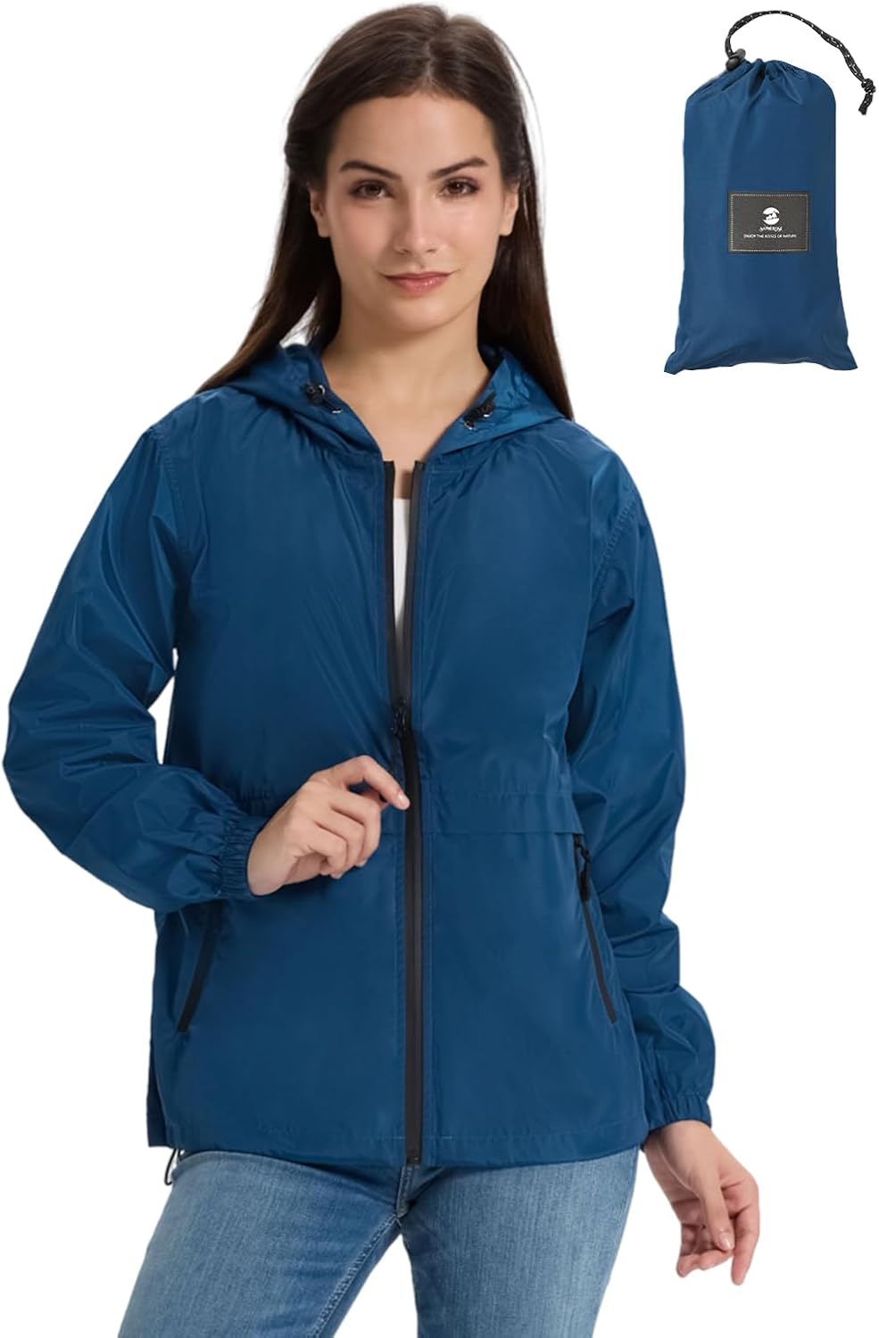 SaphiRose Lightweight Rain Jacket for Women - Waterproof & Breathable