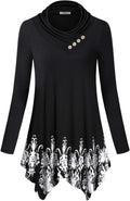 Cestyle Womens Fall Long Sleeve Cowl Neck Asymmetrical Tunic - Flowy