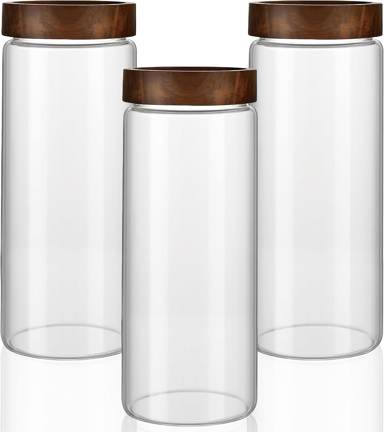 3 Pack 50 oz Clear Glass Storage Canister Set for Food Storage