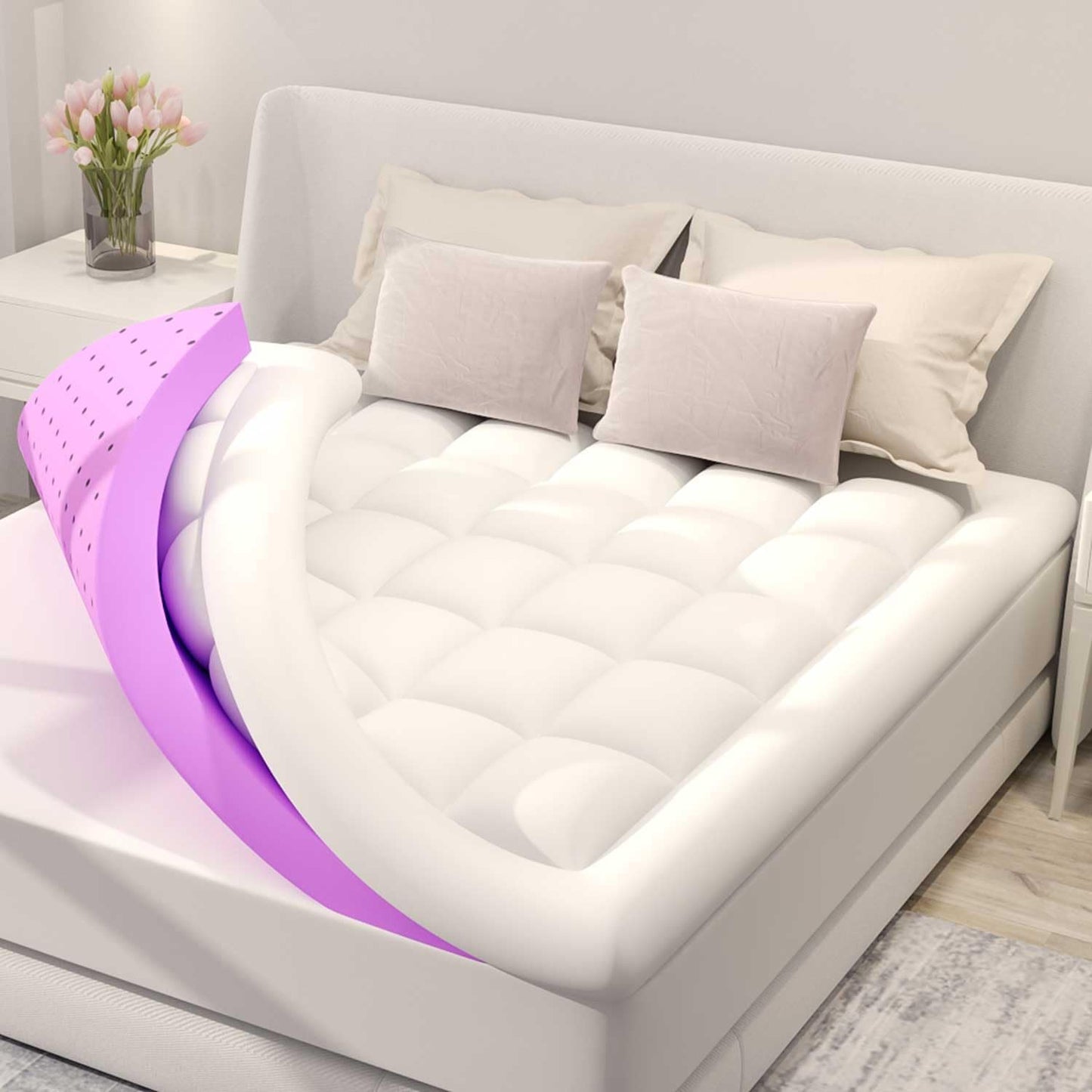 BDEUS Dual Layer 5 Inch Memory Foam Mattress Topper for King Size