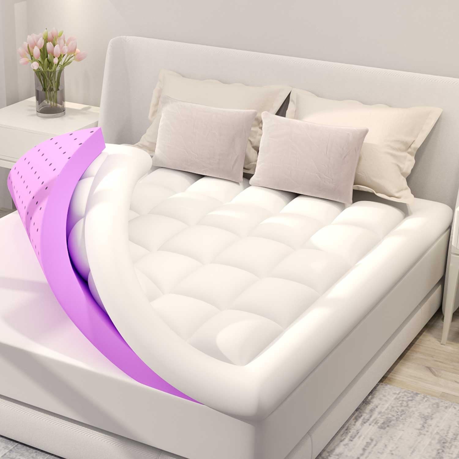BDEUS Dual Layer 5 Inch Memory Foam Mattress Topper for King Size