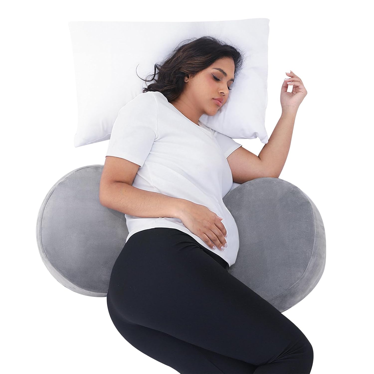 Pregnancy Pillow for Sleeping with Adjustable Organic Cotton Support