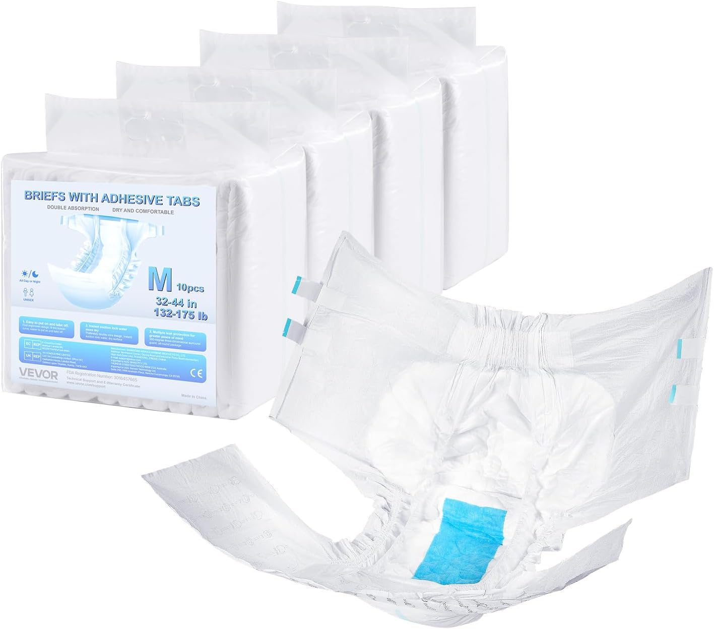 Super Absorbent Incontinence Briefs with Tabs for Comfort