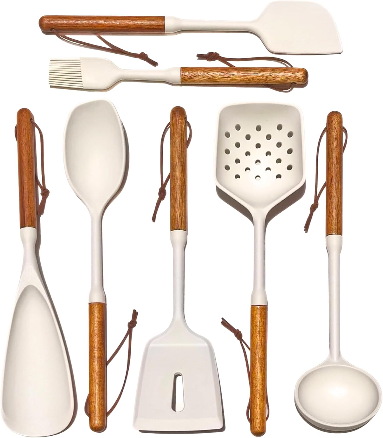 White Silicone Cooking Utensils Set for Nonstick Cookware