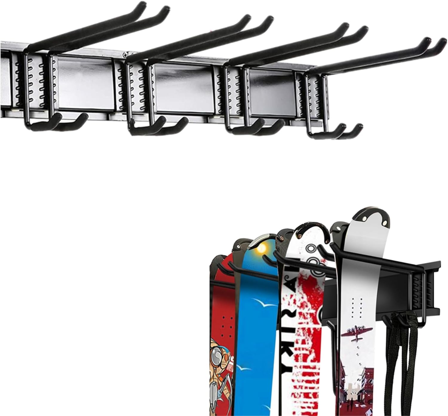 WALMANN Ski Rack Holds 4 Pairs - Organize Garage, Max 200 lbs!