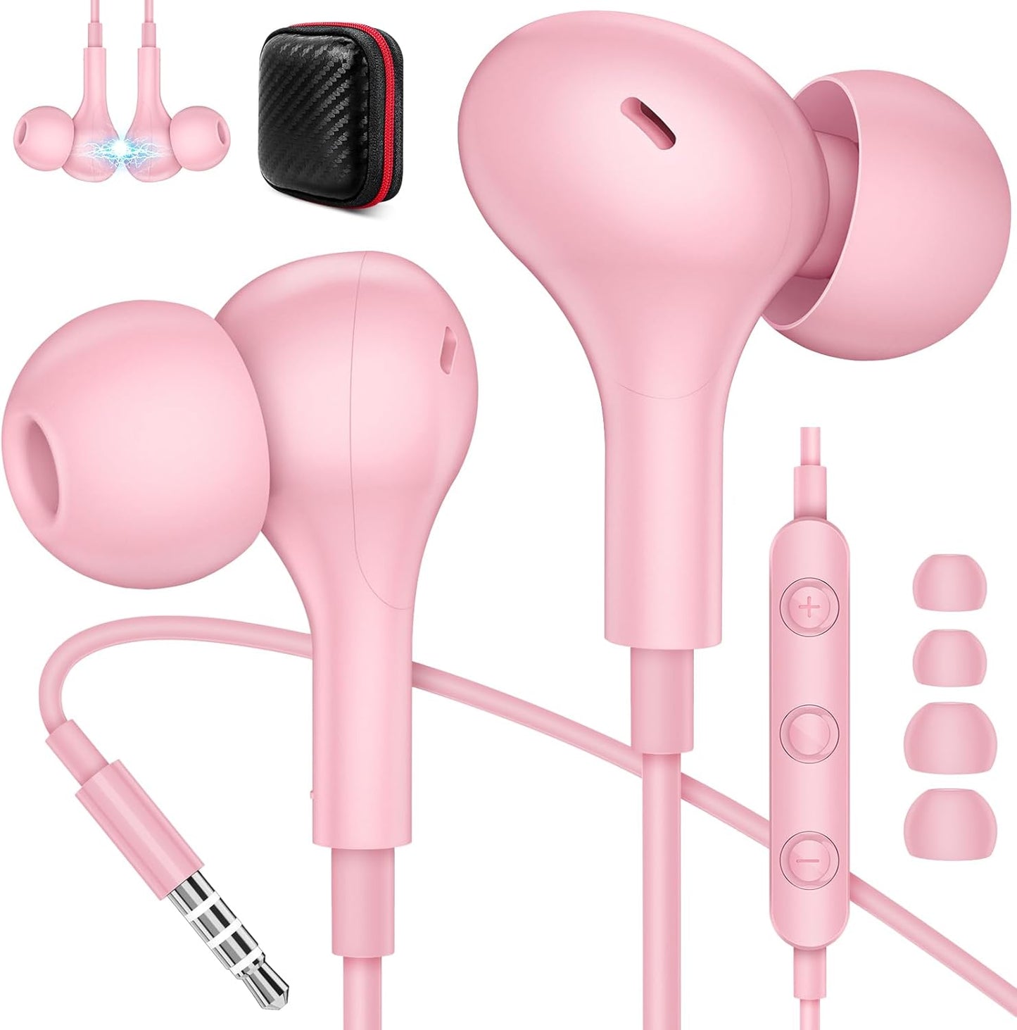 ACANDYA Pink Earbuds: High Sound Quality with Noise Canceling Mic