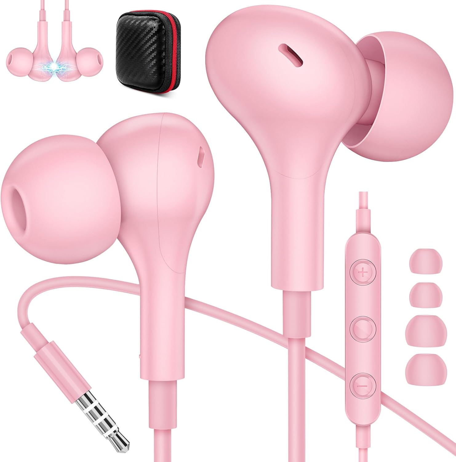 ACANDYA Pink Earbuds: High Sound Quality with Noise Canceling Mic
