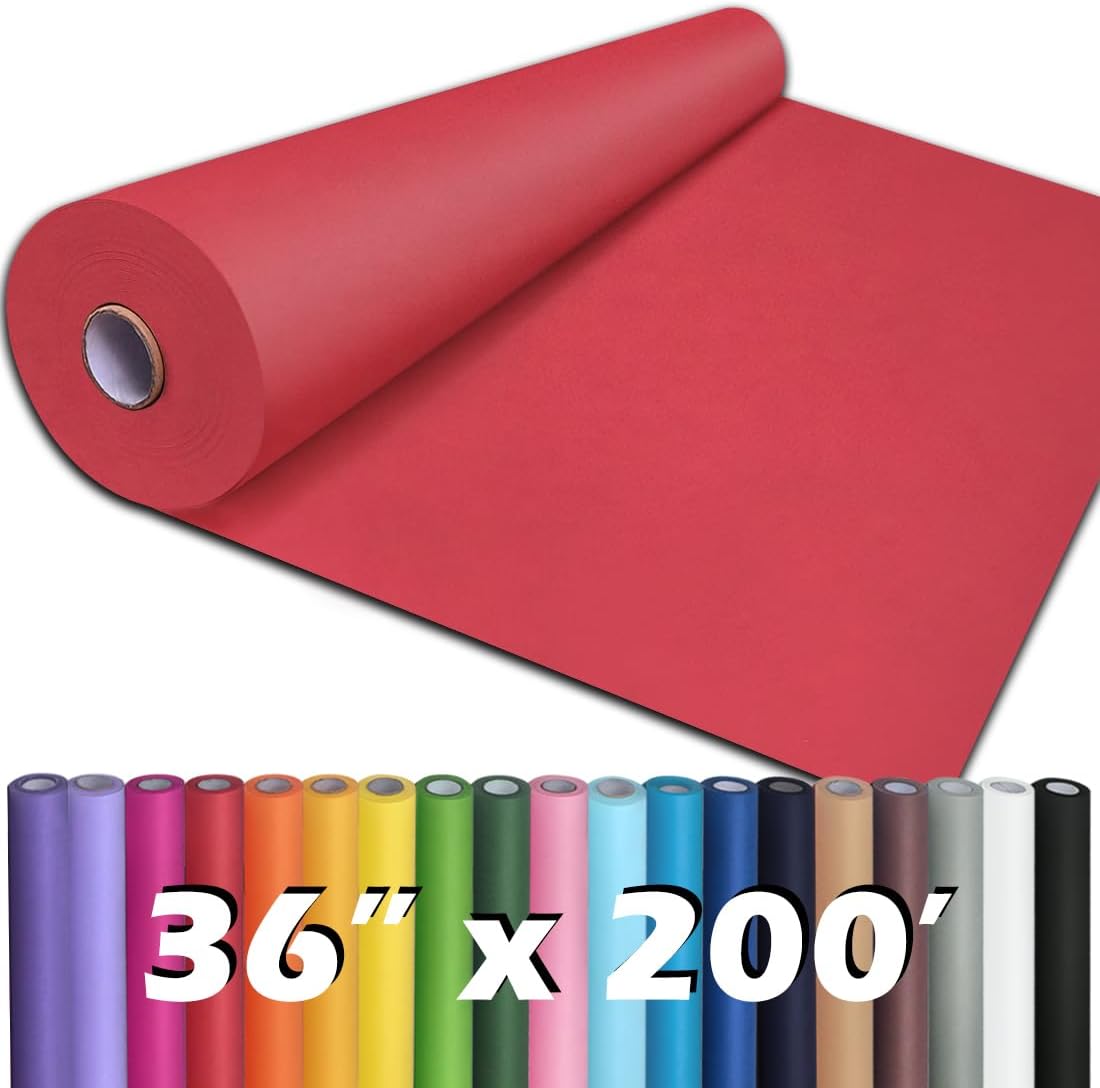 PerkHomy 36in x 200ft Red Kraft Paper Roll for Crafting Projects