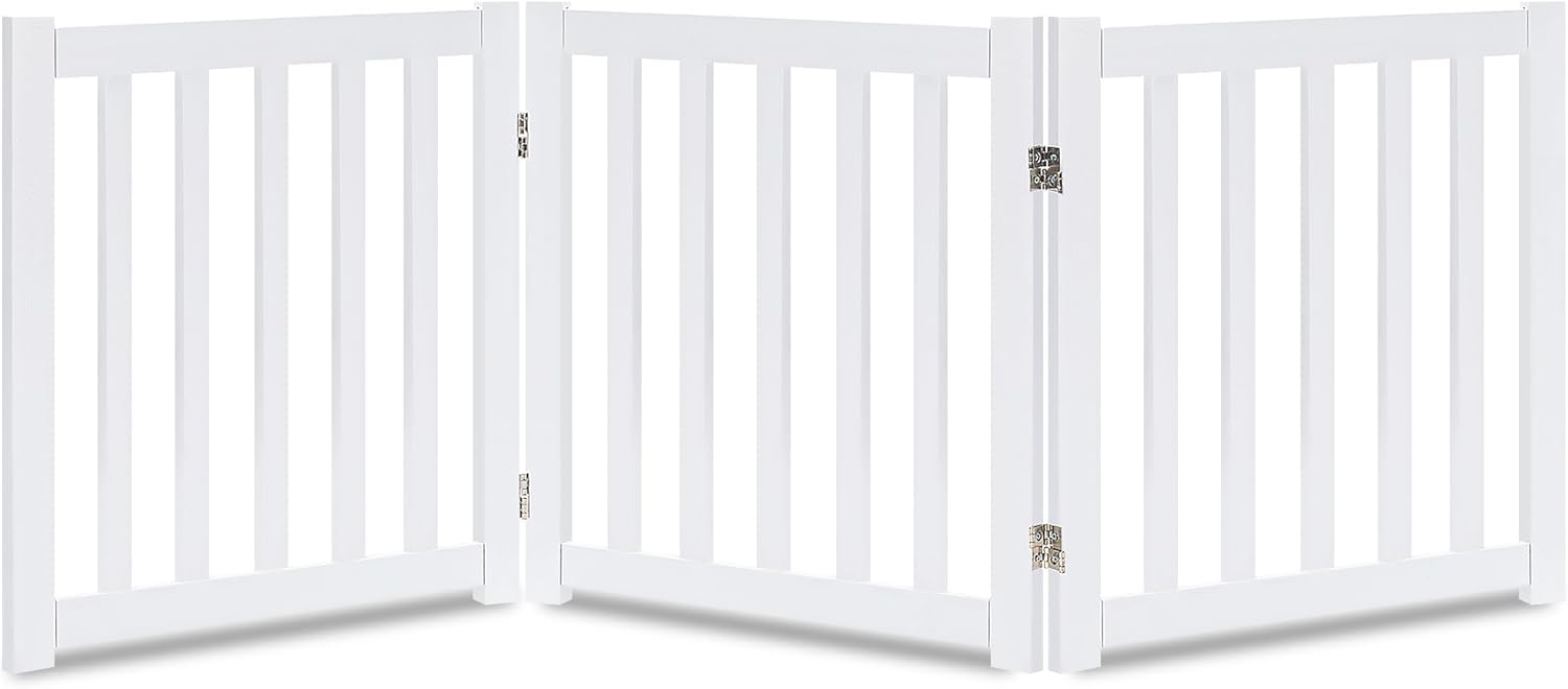 LZRS 3-Panel Wooden Foldable Dog Gate for Indoor Use