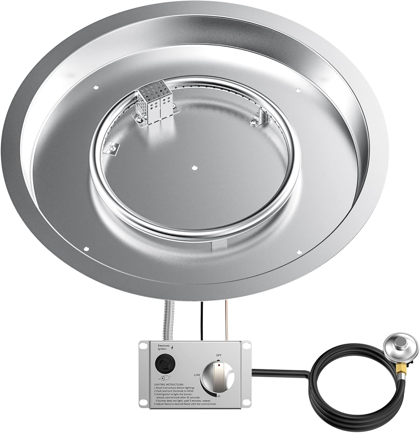 Skyflame 19in Round Stainless Steel Fire Pit Drop-in Burner Kit