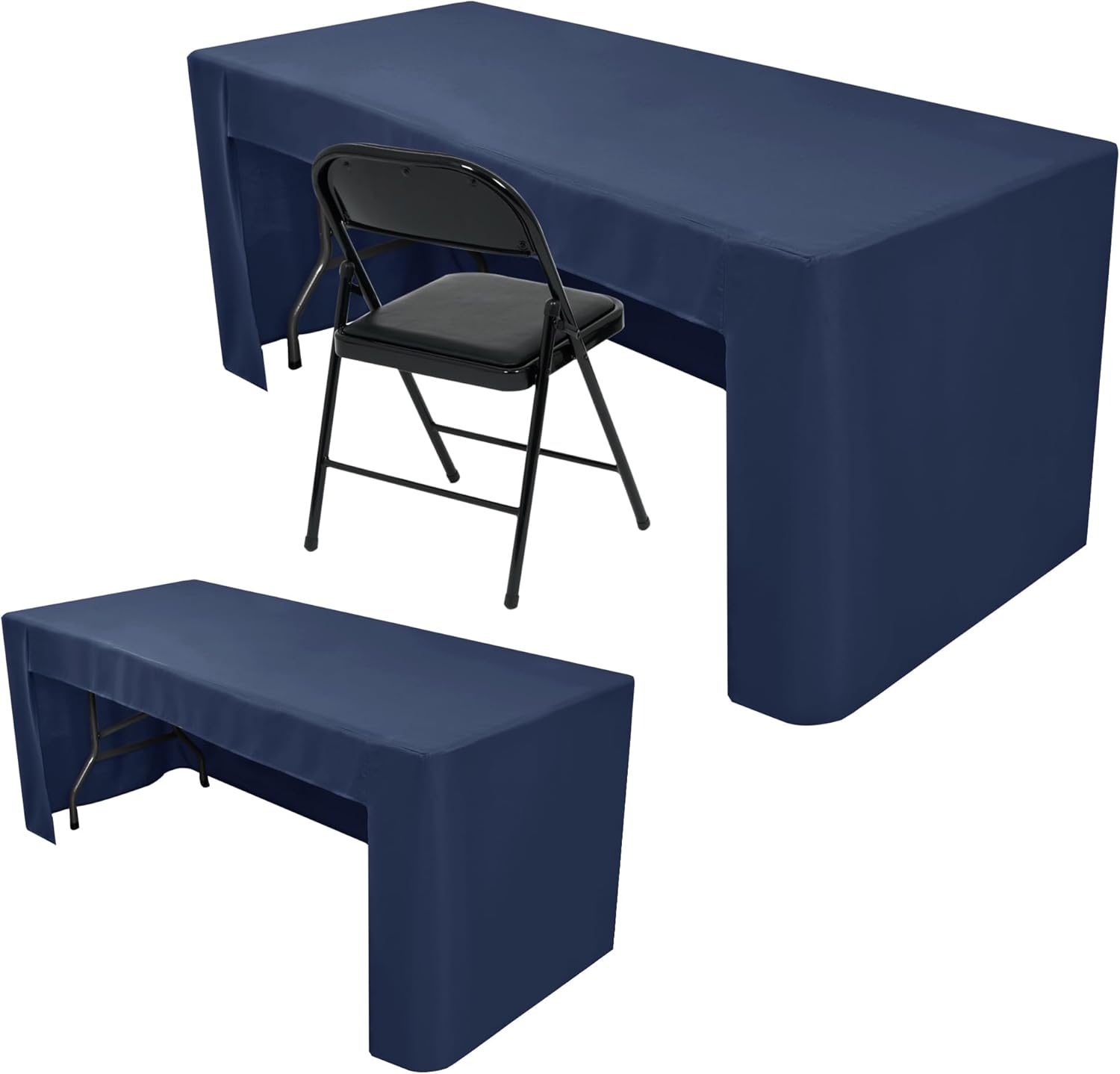 Fitted Tablecloth for 4 Foot Tables - Navy Open Back Design