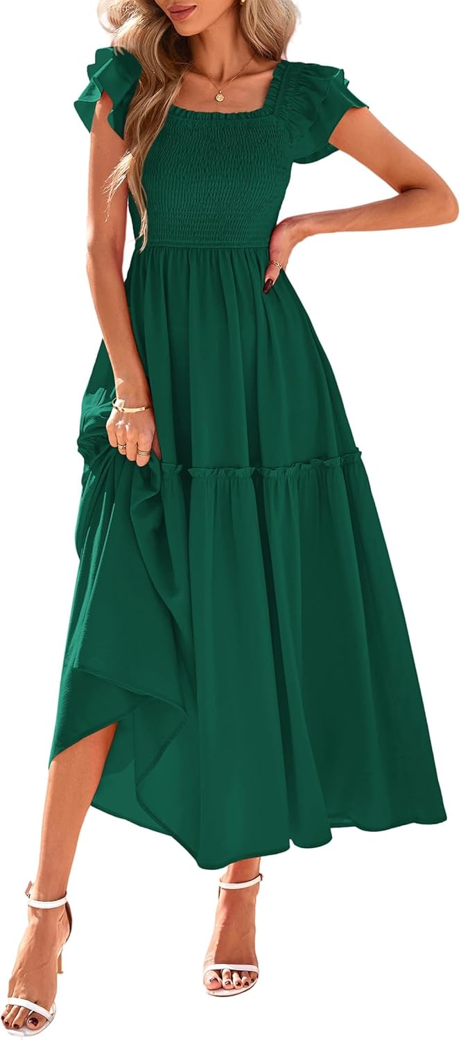 KIRUNDO Smocked Summer Dresses for Women 2025 Wedding Guest